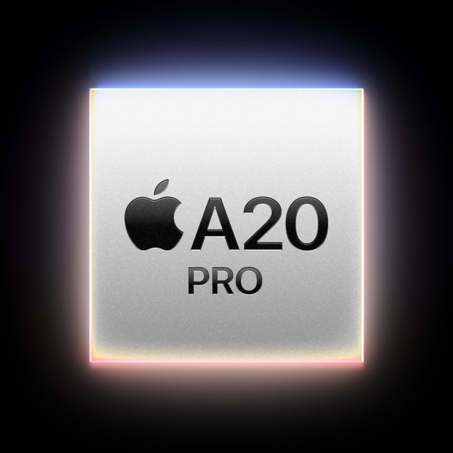 Apple A20 Pro chip on a black background